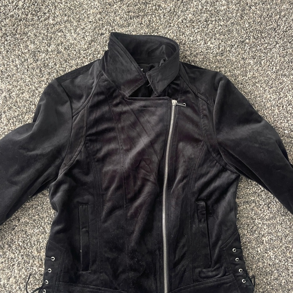 Ashley By 26 International Black Leather Moto Jacket